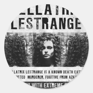 Sticker Rond Poster Recherché Bellatrix Lestrange