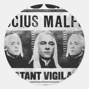 Sticker Rond Poster Recherché Lucius Malfoy