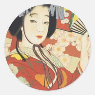 Sticker Rond Poster Vintage voyage Osaka Japon
