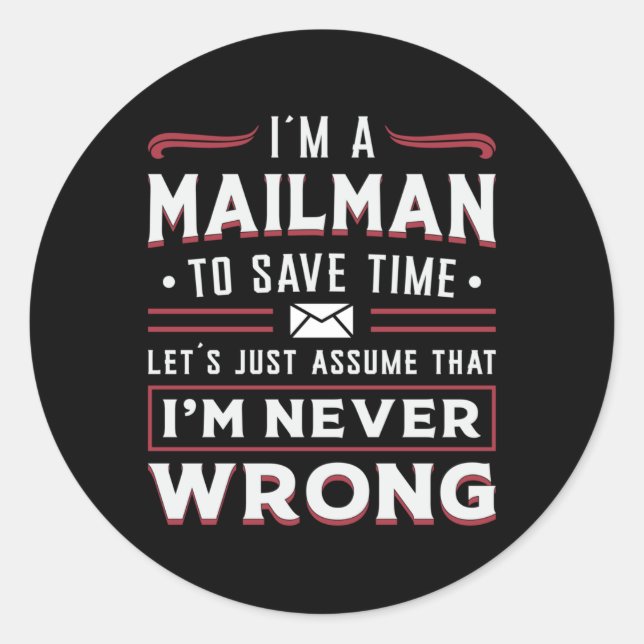 Sticker Rond Postman Post Mail Mailman Day Livraison Idée cadea (Devant)