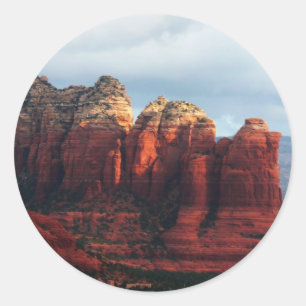 Sticker Rond Pot de café nuageux Rock à Sedona Arizona