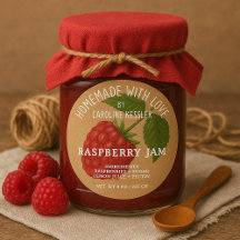 Pot de confiture de framboise de ferme personnalis
