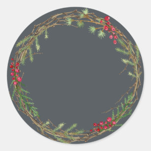 Sticker Rond Pot de confiture de Noël rustique fait maison