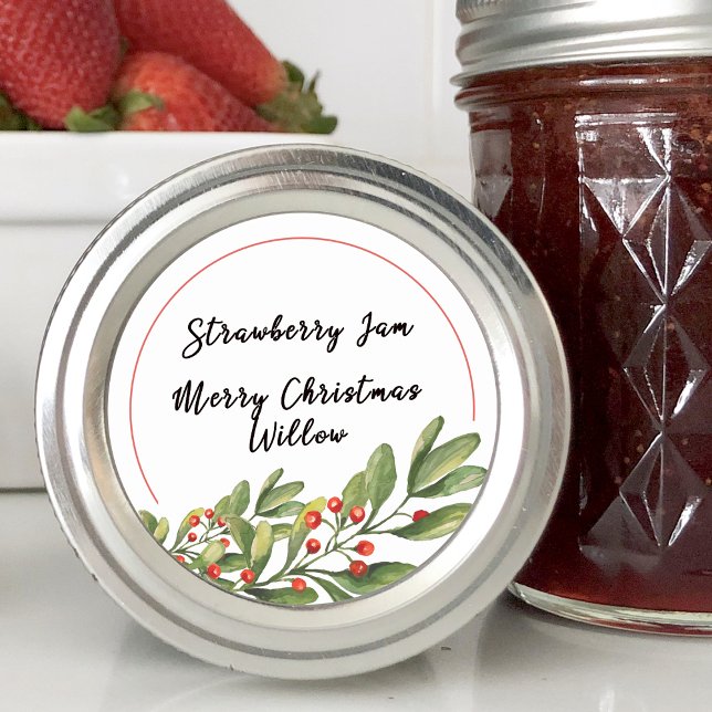 Sticker Rond Pot de conservation fait maison vierge à la baie d (Holly Berry Blank Homemade Jar Canning Classic Round Sticker)