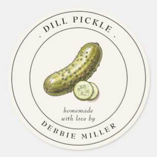 Sticker Rond Pot de conserve de cornichons à l'aneth faits mais