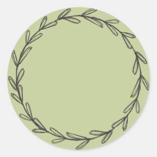 Sticker Rond Pot de jarre vert rustique fait maison/écrivez sur