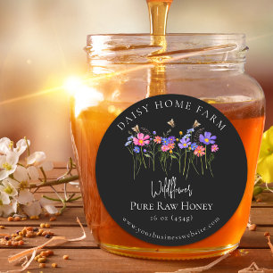Sticker Rond Pot de miel de fleurs sauvages personnalisé Rucher