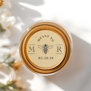 Sticker Rond Pot de miel de mariage rustique Kraft destiné à l'