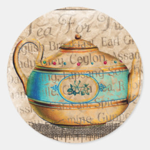 Sticker Rond Pot de thé antique