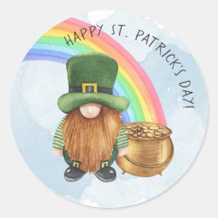 Sticker Rond Pot d'or de lutin irlandais personnalisé pour la S