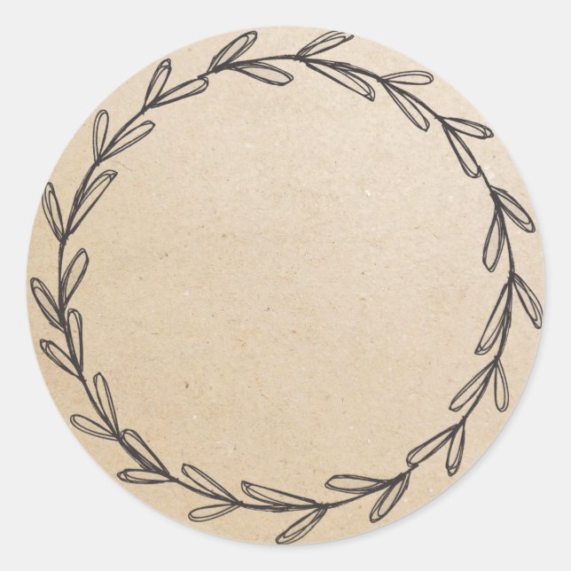 Sticker Rond Pot / Epice Blank Main Drake Wreath Kraft (Devant)