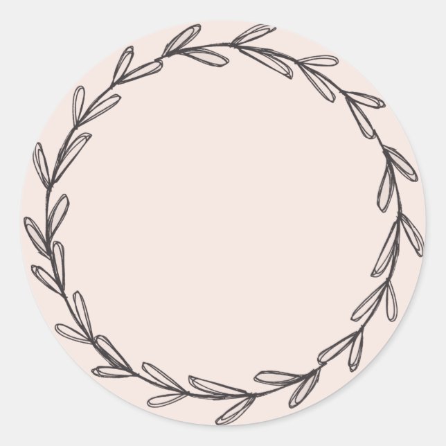Sticker Rond Pot/ Épice Couronne dessinée à la main Rose poudré (Devant)
