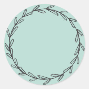 Sticker Rond Pot/Épice menthe verte Couronne dessinée à la main