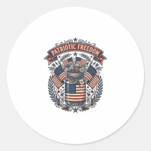 Sticker Rond Pot Mason Patriotique Vie de Campagne