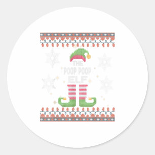 Sticker Rond Pote Poop Elf Vilain Noël