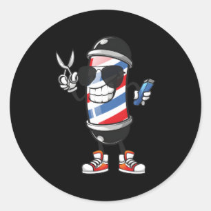 Sticker Rond Poteau De Barbier Pour Barbershop Coiffeuse