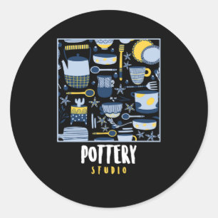 Sticker Rond Poterie Studio Céramique Porcelaine Sculpture Cade