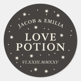 Sticker Rond Potion d'amour étoile céleste mariage cocktail en