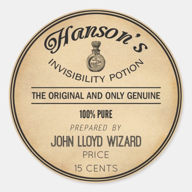 Sticker Rond Potion d'invisibilité de l'apothécaire d'Halloween (Devant)