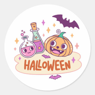 Sticker Rond Potions magiques de Kawaii Halloween