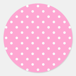 Sticker Rond Pots blancs, Motif Pois rose.