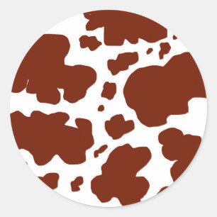 Sticker Rond Pots Brown de vache modernes Imprimer