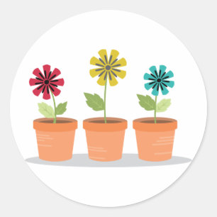 Sticker Rond Pots de fleurs