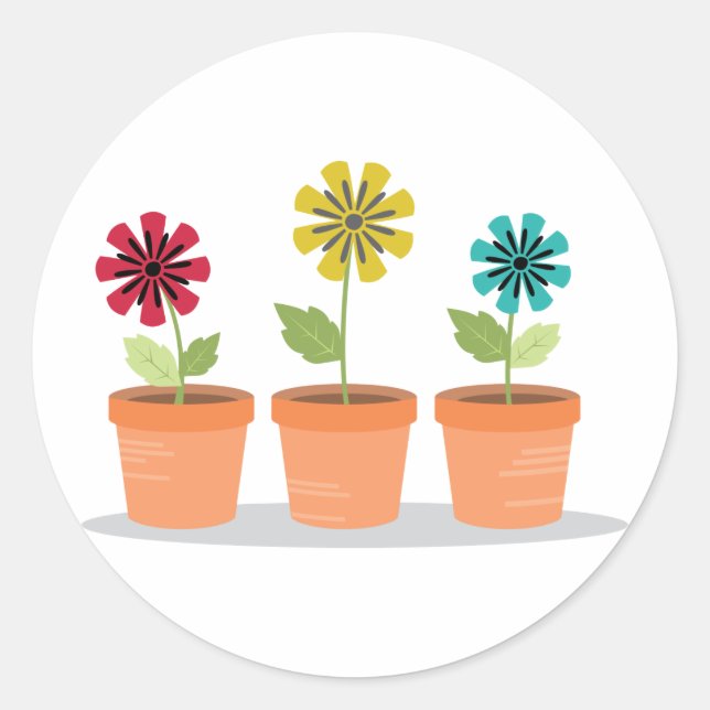 Sticker Rond Pots de fleurs (Devant)