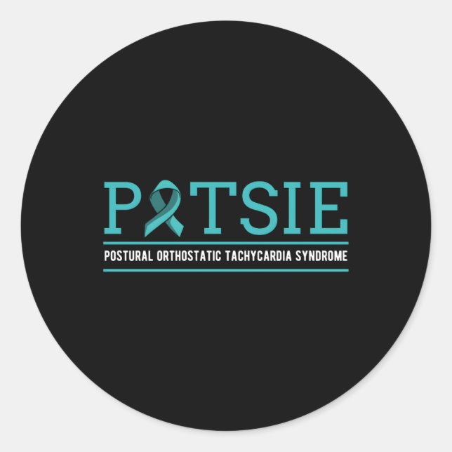 Sticker Rond Pots Dysautonomia Turquoise Ribbon Autonome Dysfu (Devant)