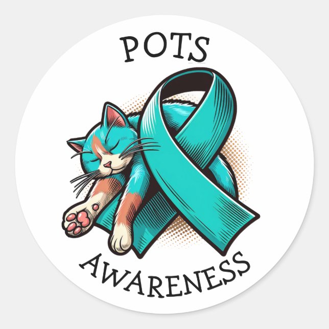 Sticker Rond POTS Syndrome de tachycardie orthostatique postura (Devant)