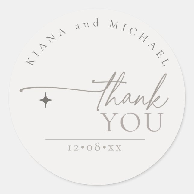 Sticker Rond Poudre de Merci de Mariage neutre chic ID1020 (Devant)