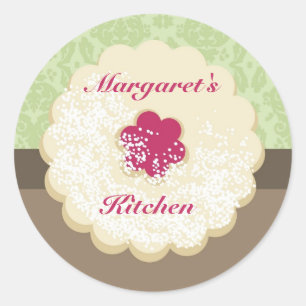 Sticker Rond Poudre sucre confiture biscuit pâtisserie étiquett