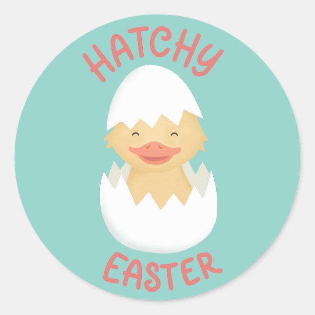 Sticker Rond Poule à couver de Pâques mignonne à couver (Devant)