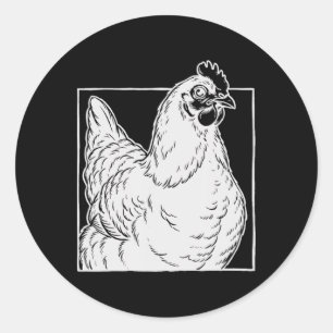 Sticker Rond Poule Australorp noire - Art de ferme vintage