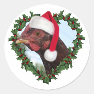Sticker Rond Poule de Noël * Rhode Island Red