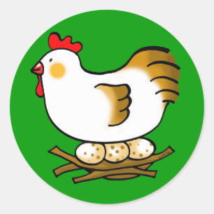 Sticker Rond poule et oeufs mignons