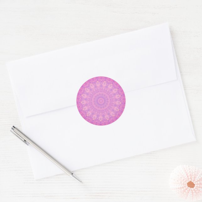 Sticker Rond poule rose magenta napperons collant rond classiqu (Enveloppe)