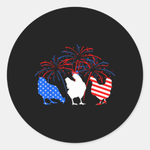 Sticker Rond Poulet 4 juillet feux d'artifice Drapeau américain