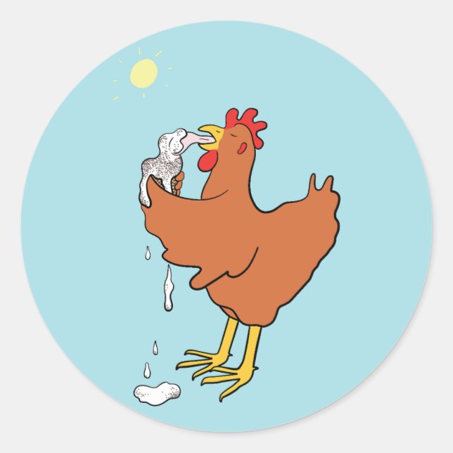 Sticker Rond Poulet à la crème glacée (Devant)