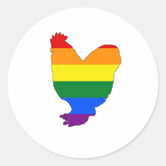 Sticker Rond Poulet arc-en-ciel