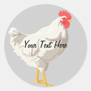 Sticker Rond Poulet blanc