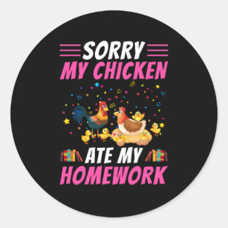 Sticker Rond Poulet D'Art Mon Poulet Mangé Ma Maison