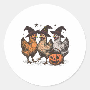 Sticker Rond Poulet d'automne Halloween Citrouille de poussin o