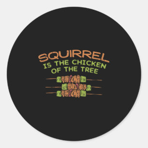 Sticker Rond Poulet De L'Arbre, Drôle Chasseur D'Écureuil Bbq G