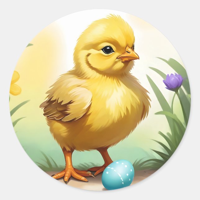 Sticker Rond Poulet de Pâques 1, Pâques (Devant)