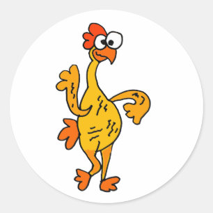 Sticker Rond Poulet drôle en caoutchouc de danse