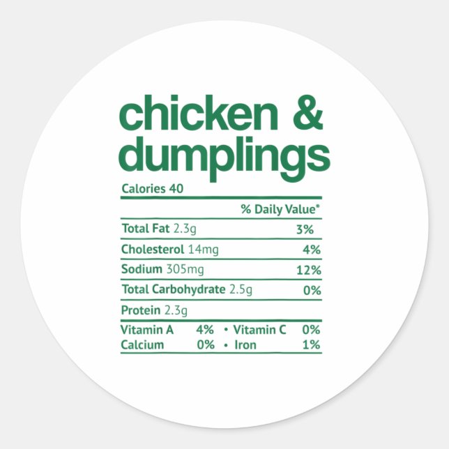 Sticker Rond Poulet et dumping Valeur nutritive (Devant)