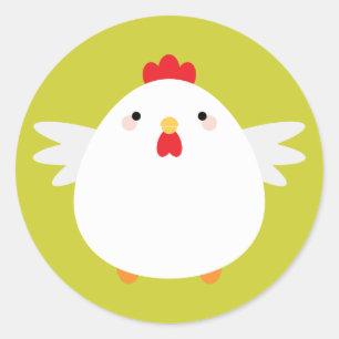 Sticker Rond Poulet Kawaii simple vert