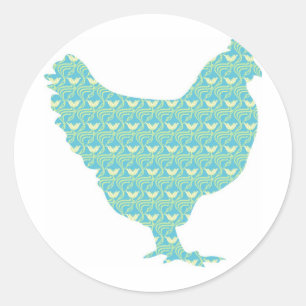 Sticker Rond Poulet modelé mignon