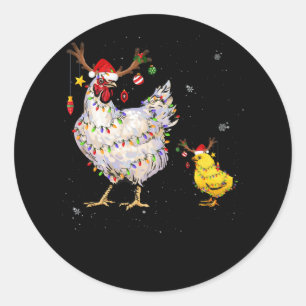 Sticker Rond Poulet Noël Teinder Reindeer lumières de Noël
